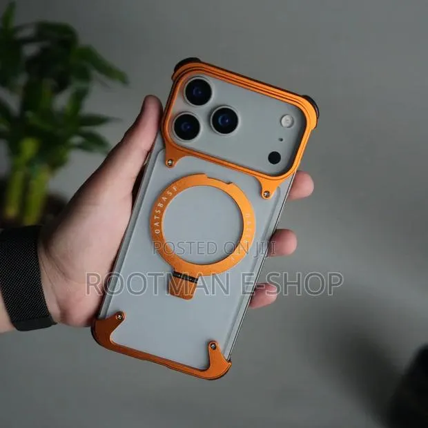 iPhone 17 Pro and Pro Max Frosted Frameless Metal Kickstand Case · Photo 1