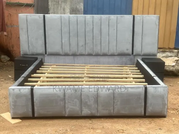 Gray Color Queen Size Bed Frame With Two Sides Drawers Available · Photo 1
