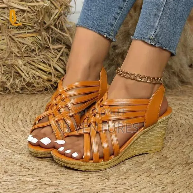 Beach Wedge Sandals Brown