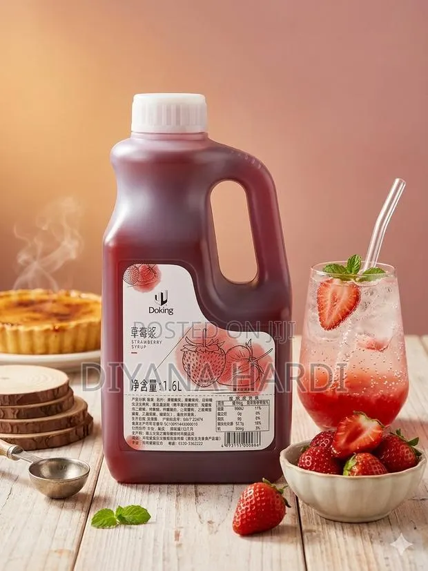 Premium 1.6l Strawberry Fruit Puree Syrup for Boba, Drinks Smoothies · Photo 1