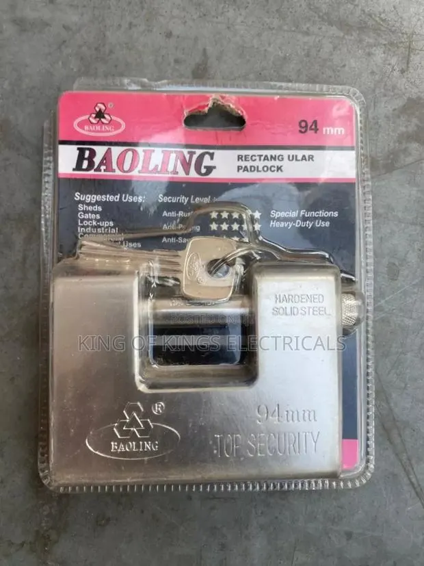 Baoling 94mm Rectangular Padlock–Heavy Duty Solid Steel Security Lock · Photo 1