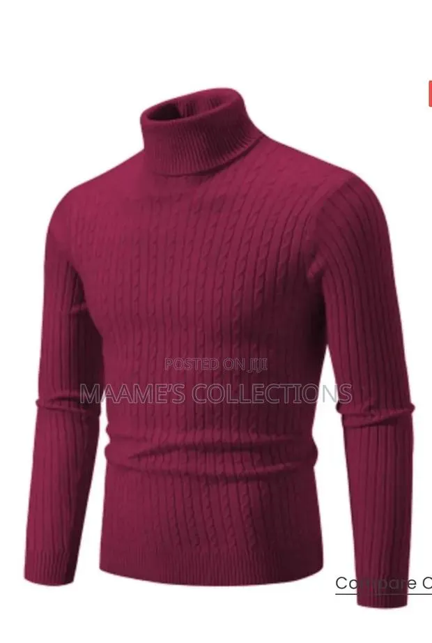 Unisex Plain Turtleneck Knit Sweater - Slim Fit · Photo 1