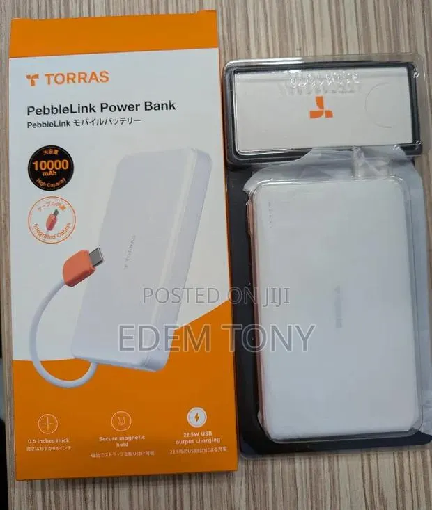 TORRAS PebbleLink Power Bank,ultra-Slim 10,000mAh Inbuilt USB-C Cable · Photo 1