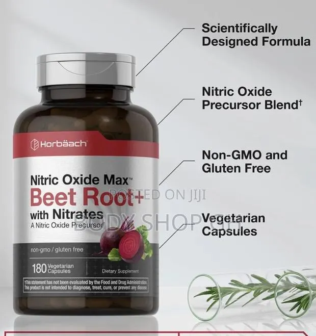 Horbäach Nitric Oxide Booster With Beet Root Capsules | 180 Count | · Photo 1