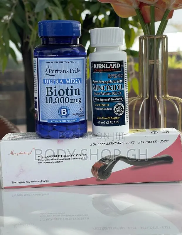 Hair Growth Pack - Kirkland Minoxidil + Biotin + Roller · Photo 1