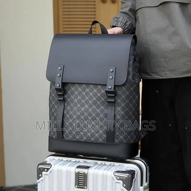 Luxury-Inspired Leather Backpack- Black · Photo 1
