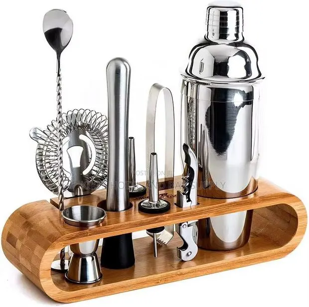 10pcs Cocktail Set Tools With Wooden Base · Photo 1