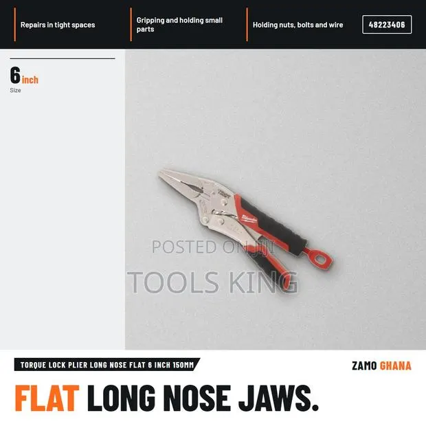 Torque Lock Plier Long Nose Flat 6 Inch 150Mm - · Photo 1