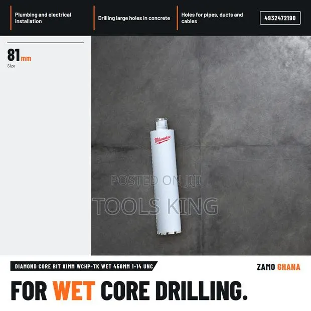 Diamond Core Bit 81Mm WCHP-Tk Wet 450Mm 1-14 Unc - · Photo 1