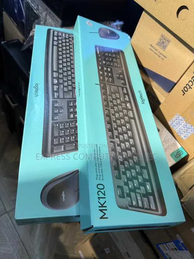 Logitech Mk120 Wired Keyboard Mouse Plug Play Usb Combo Original · Photo 1