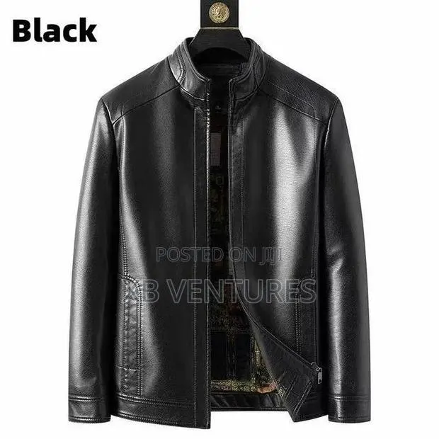 Executive Windproof Leather Jacket - Black · Photo 1