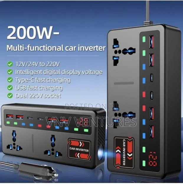 Car / Truck Power Inverter AC 12v/24v to 220v - 200w · Photo 1