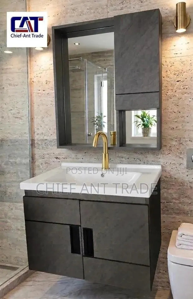 Grey Hand Wash Basin With Cabinet Mirror 60cm 9147 /KMS-1 · Photo 1