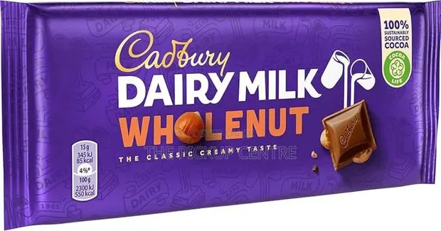 Cadbury Dairy Milk Chocolate Whole Nut Bar (120g · Photo 1