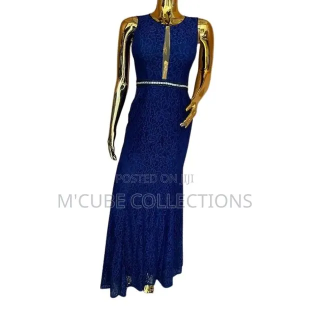 Navy Keyhole Lace Gown · Photo 1