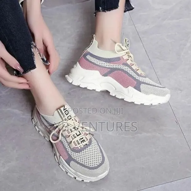 Casual Walking Sneakers - 04-Khaki/Pink · Photo 1