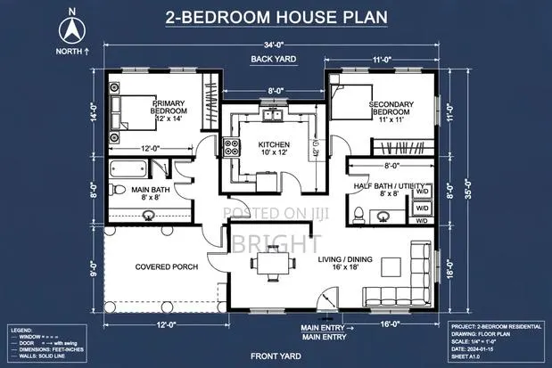 Two Bedroom House Plan Proposed Residential Building · Photo 1