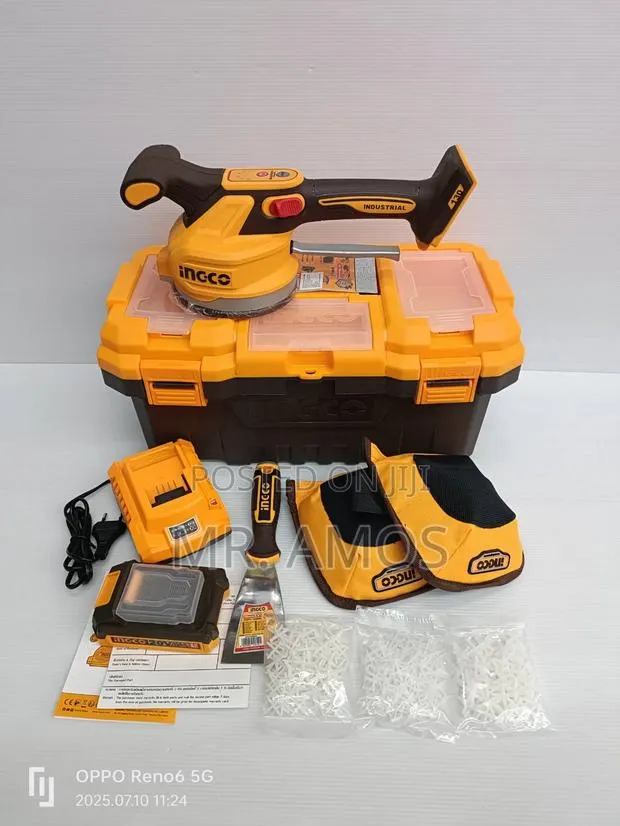 60kg 20v Cordless Tile Vibration Machine With 7pcs Extras - Ctvli20015 · Photo 1