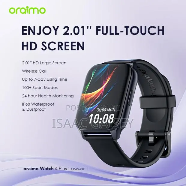 Oraimo Watch 4 Plus, 2.01" Full-touch HD Screen · Photo 1
