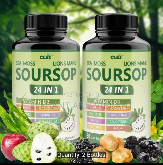 Soursoup Capsules, 24 in 1 With Vitamin C,D3,Moringa,Black Seed Etc, · Photo 1
