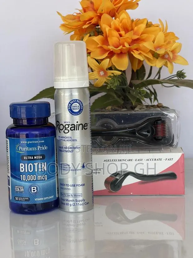 Rogaine + Biotin + Derma Roller for Hairline and Hairloss · Photo 1