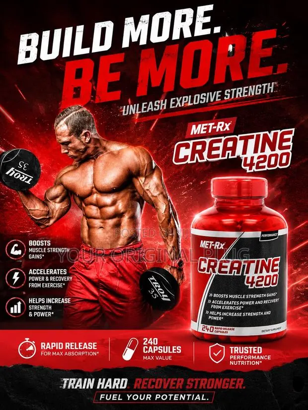 Met-rx Performance Creatine 4200. Build More, Be More. · Photo 1
