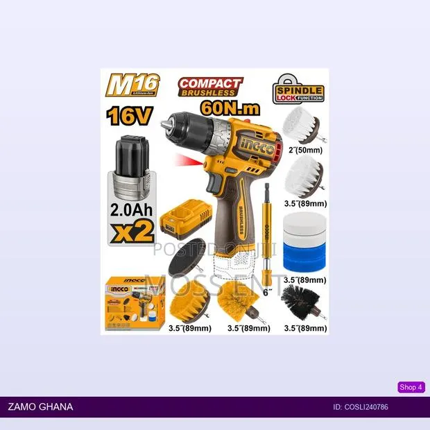Cordless Drill 16v 60nm 2 Battery 11 PCS Cleaning - Cosli240786 · Photo 1