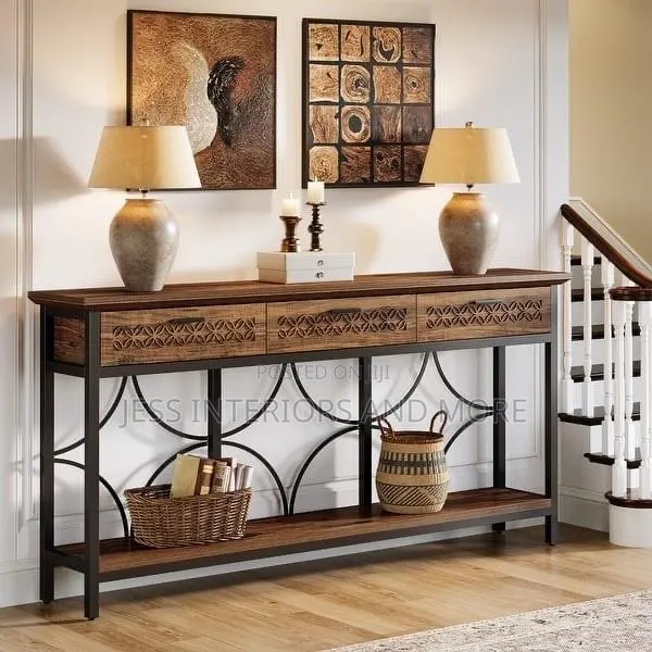 Console Table With 3 Drawers and Storage Shelf · Photo 1