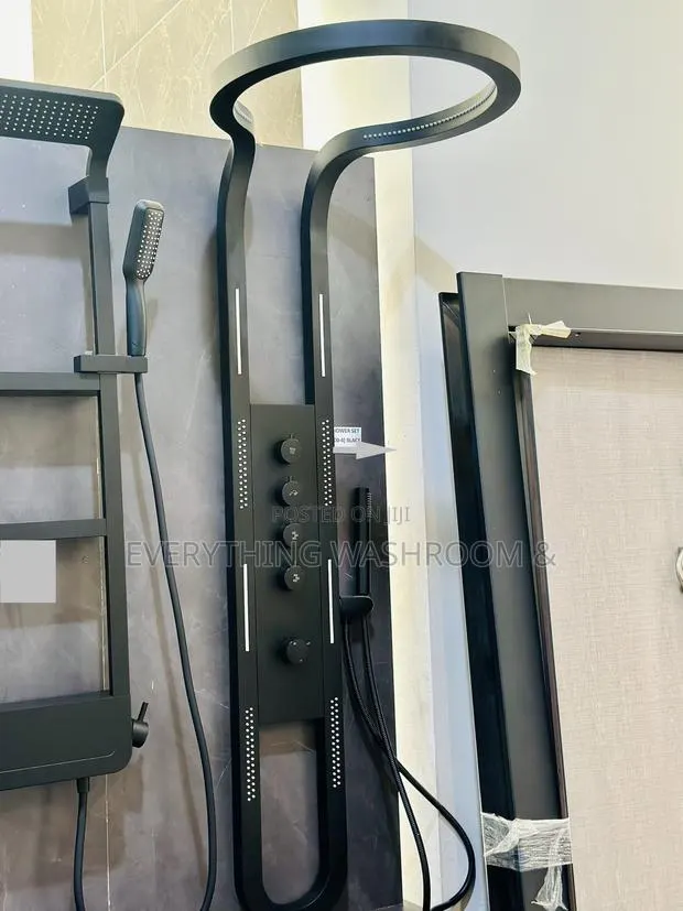Black Rain Shower Panel Tower Set With Body Jets Complete System · Photo 1