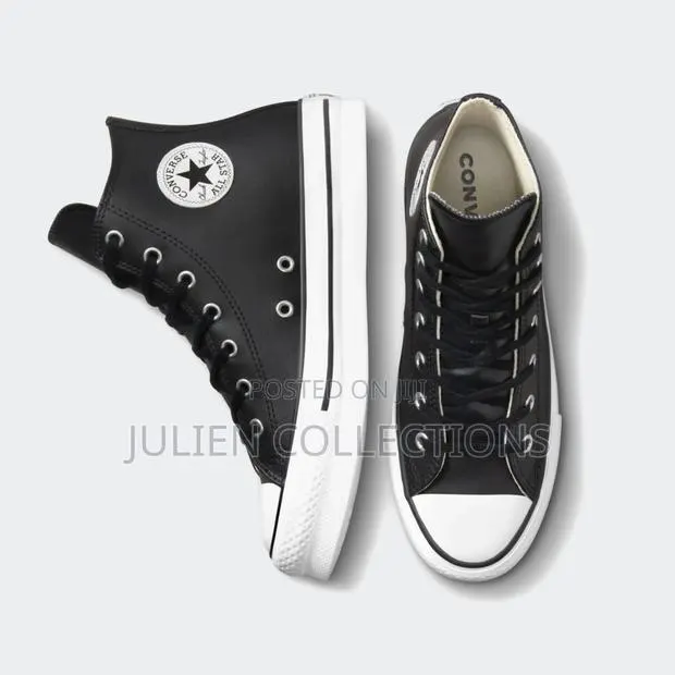 Converse All Star Leather Black White · Photo 1