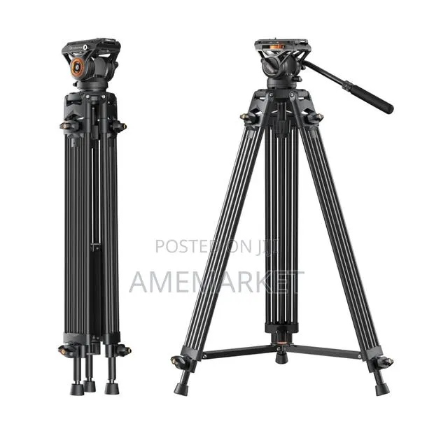 Professional Heavy-Duty Video Tripod With Fluid Head – 1.8m · Photo 1