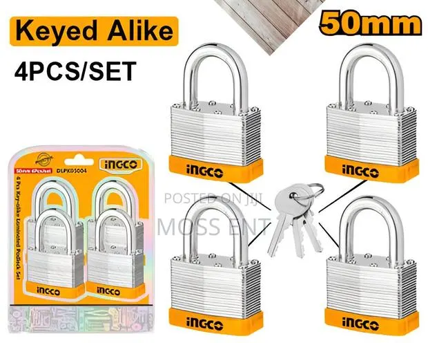 4pcs Key-Alike Laminated Padlock Set 50mm - Dlpk05004 · Photo 1