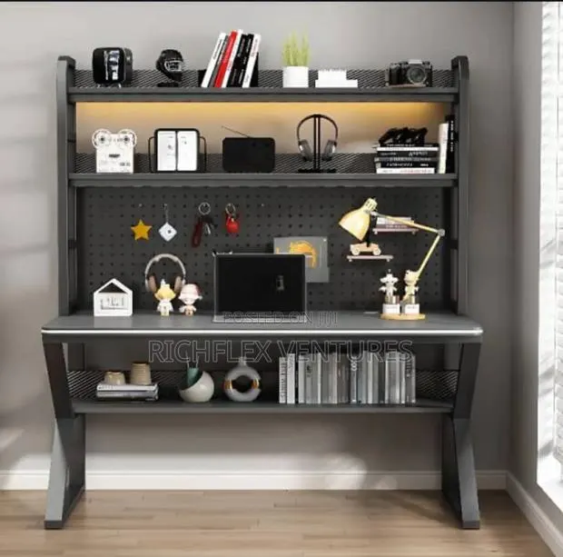 Gaming Office Studio Desk With Shelves · Photo 1