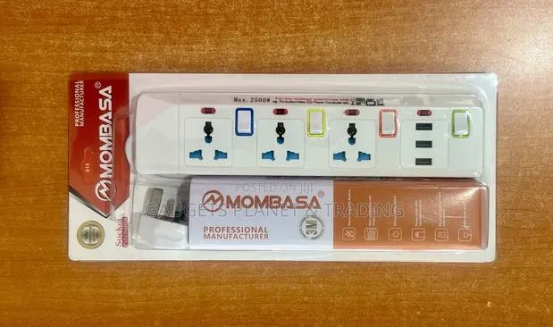 Mombasa Professional 3 Ports Extension Board With 3 USB Ports - 2500w · Photo 1