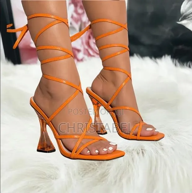Ladies Orange Strap Up Heel · Photo 1