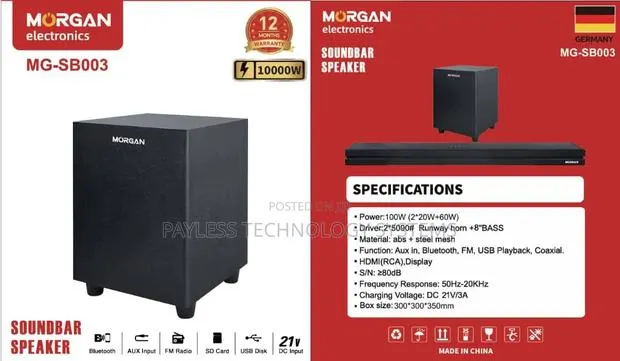 Morgan 30000watt Soundbar With Subwoofer · Photo 1