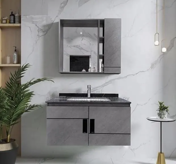 European Cabinet Basin And Mirror Complete_marble Cabinet Basin · Photo 1