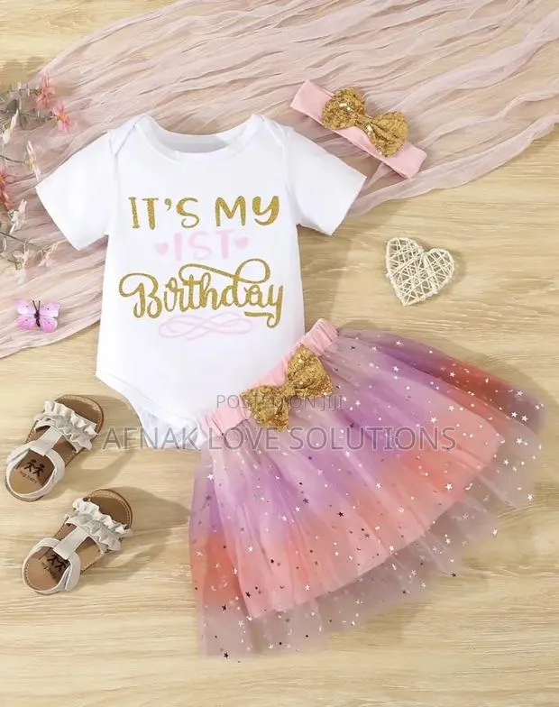 3 Pieces Girls First Birthday Custom · Photo 1
