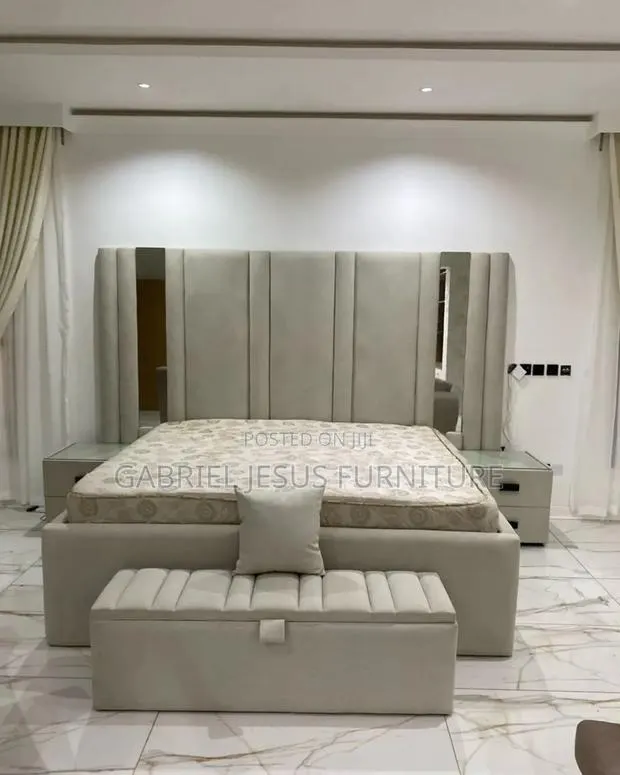 King Size Bed Frame With Mattress Nightstand and Couch · Photo 1