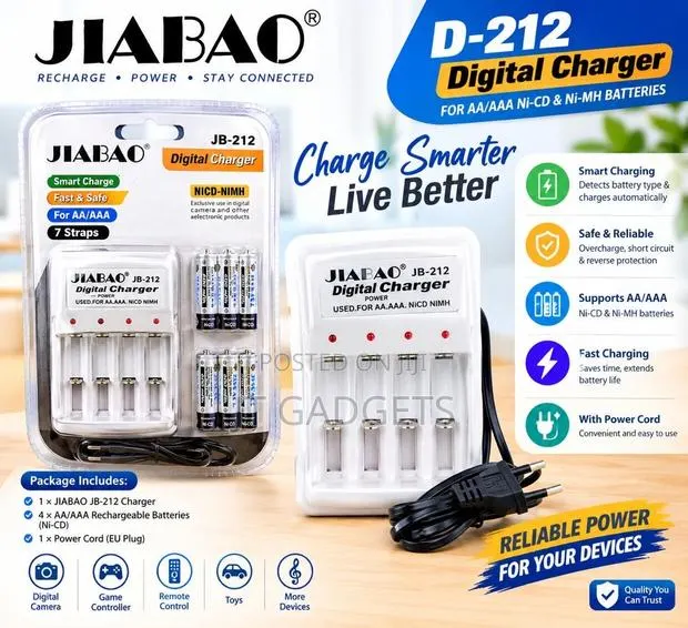 JIABAO JB-212 Digital Battery Charger + 4 Batteries · Photo 2