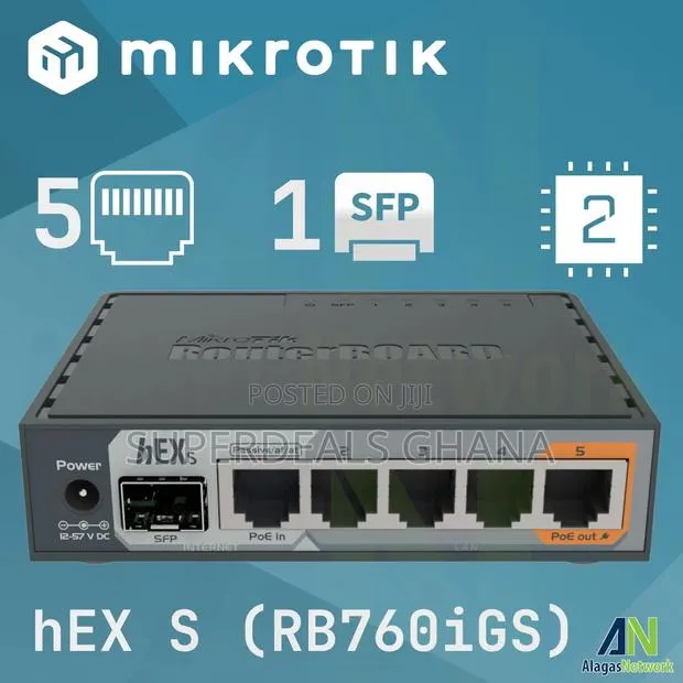 Mikrotik Router Hex S Rb760igs | 5x Gigabit Ethernet · Photo 1