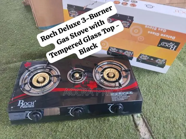 Roch 3-Burner Deluxe Gas Cooker – Strong Tempered Glass Top · Photo 1
