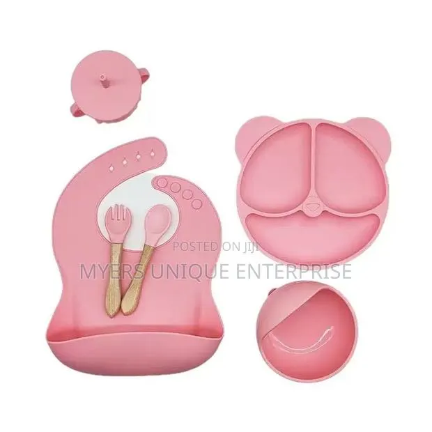 Bpa Free Silicone Baby Dish Set With Bib and Straw Cup · Photo 1