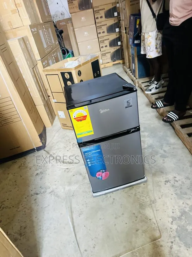 Ultra Modern Sleek Dark Grey Double Door Table Top Fridge Midea · Photo 1