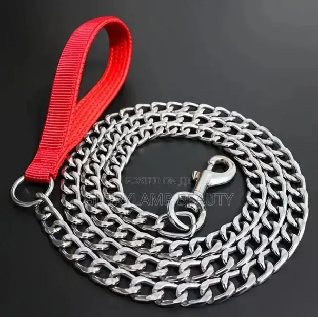 Heavy Duty Stainless Steel Dog Leash Chain With Red Nylon Handle · Photo 1