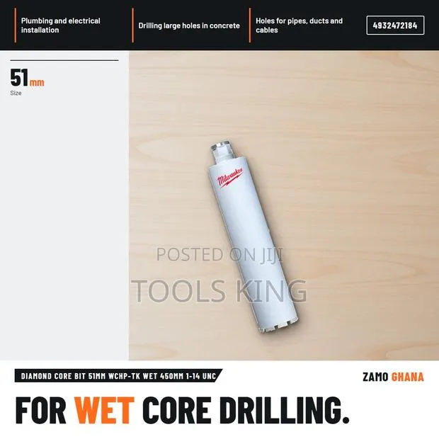 Diamond Core Bit 51Mm WCHP-Tk Wet 450Mm 1-14 Unc - · Photo 1