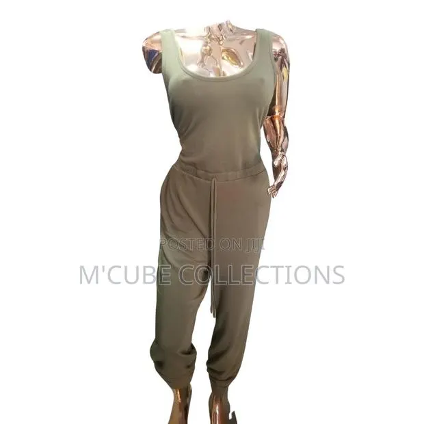 Olive Drawstring Jumpsuit · Photo 1