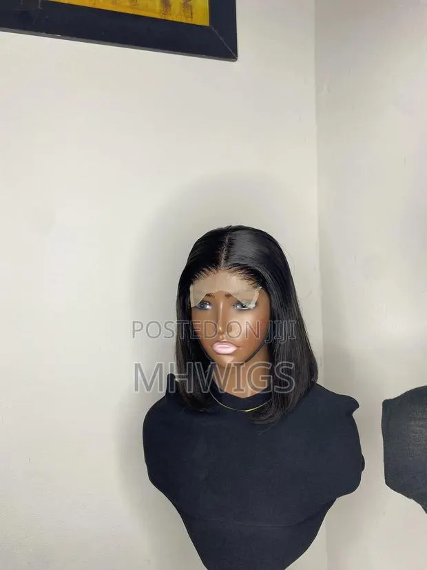 Human Hair Glueless Straight Wig 10 Inches-Black