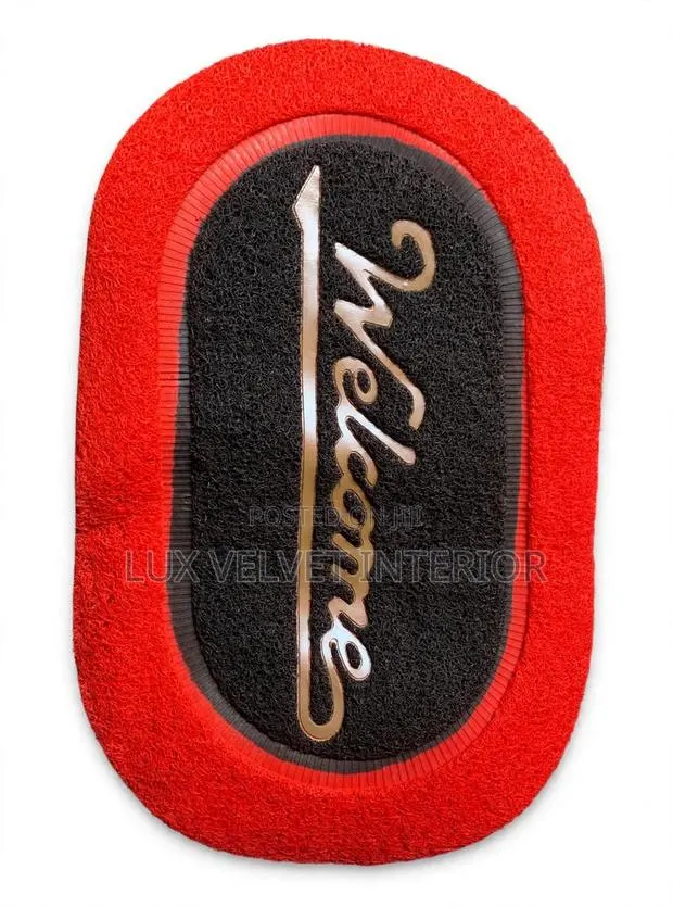 Red Black Welcome Oval Door Mat - Durable Entrance Mat · Photo 1