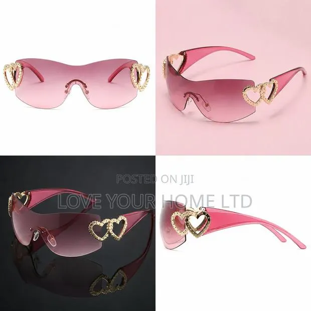 Fashion Rimless Heart Shield Sunglasses for Women · Photo 2